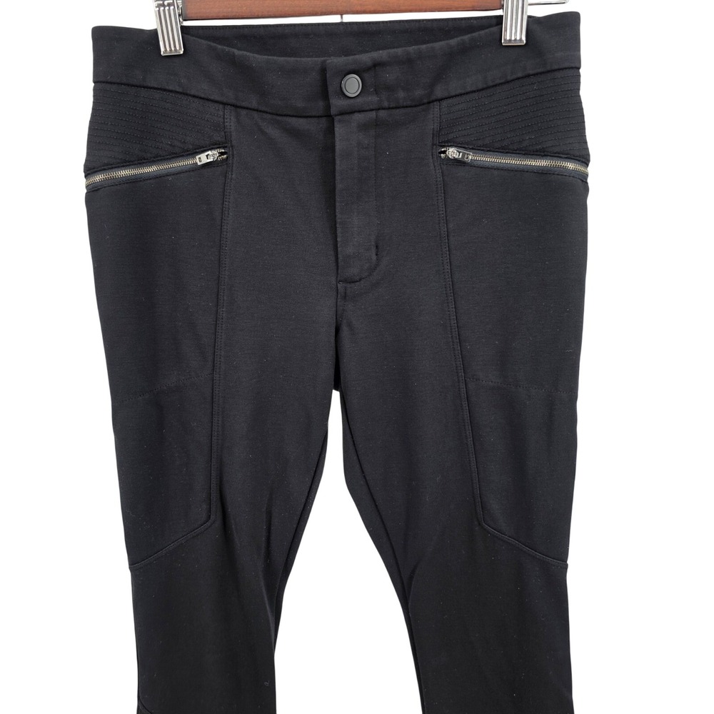 Athleta Moto Skinny Black‎ Pants Size 4 Zippers Athleisure Casual